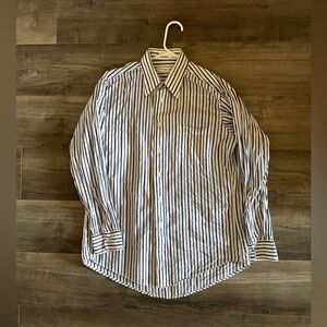 Dior Dark Blue and White Striped Men's Shirt